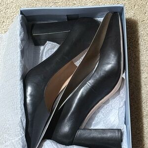 ANTONIO MELANI Black Leather Block Heels